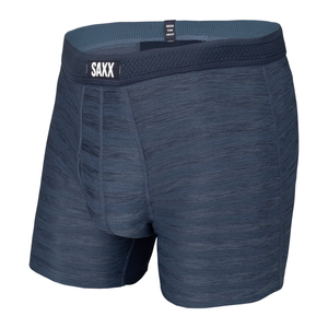 Herrenkühlboxershorts / Sportunterwäsche mit Reißverschluss SAXX HOT SHOT Boxer Brief Fly in Streifen - dunkelblau