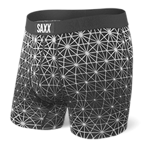 Herrenunterhosen bequem SAXX ULTRA Boxer Brief Fly geometrische Verbindungen - schwarz