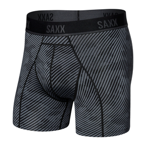 Laufboxershorts / Herren-Sportboxershorts SAXX KINETIC Light Boxer Brief mit gebogenen Streifen - schwarz