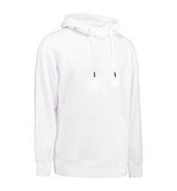 Männliches Sweatshirt mit einer Kern weiße Kapuze mit ID, weiß