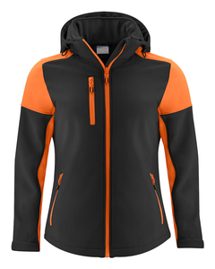 Softshell mit abnehmbarer Kapuze Prime Softshell Lady von der Marke Printer - Schwarz - Orange.