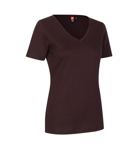 T-Shirt Interlock, V-Ausschnitt, Damen, Marke ID - Dunkelburgund