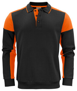 Zweifarbiger Polo-Stil Prime Polosweater von der Marke Printer - Schwarz - Orange.