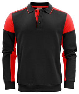 Zweifarbiger Polo-Stil Prime Polosweater von der Marke Printer - Schwarz - Rot.
