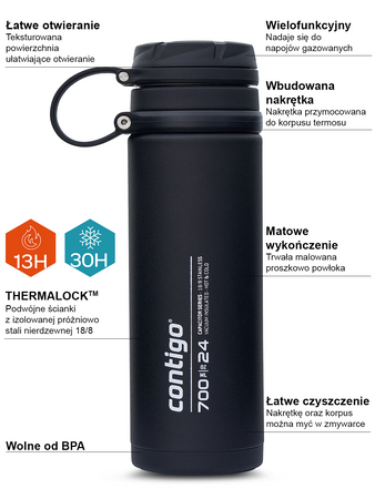 Contigo Fuse Thermoskanne/Flasche 700ml - Schwarz