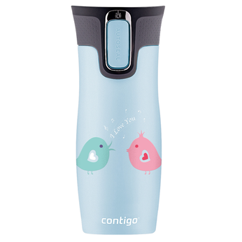 Contigo West Loop 2.0 470ml Thermalbecher - Blaue Matte - Vogelliebe 