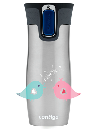 Contigo West Loop 2.0 Thermobecher 470ml - Vogelliebe - Stahl 