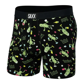 Herren-Boxershorts SAXX ULTRA Boxer Brief mit Streifen - grau