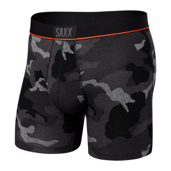 Herren-Schnelltrocknungs-Boxershorts SAXX VIBE Boxer Brief Camouflage - Schwarz