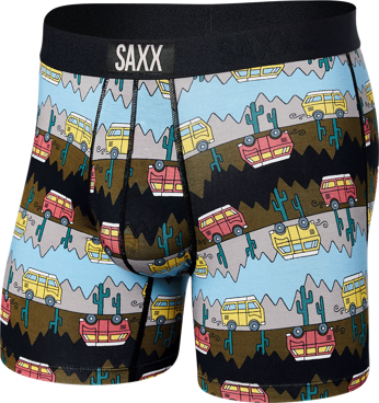 Herren-Schnelltrocknungs-Boxershorts SAXX VIBE Boxer Brief - Camper - mehrfarbig.