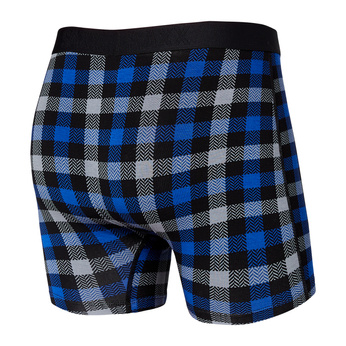 Herren-Schnelltrocknungs-Boxershorts SAXX VIBE Boxer Brief Karo - blau