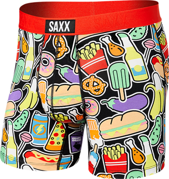 Herren-Schnelltrocknungsboxershorts SAXX VIBE Boxer Brief Fast Food - rot