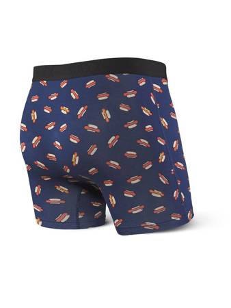 Herren-Schnelltrocknungsboxershorts SAXX VIBE Boxer Brief Hot Dogs - marineblau.