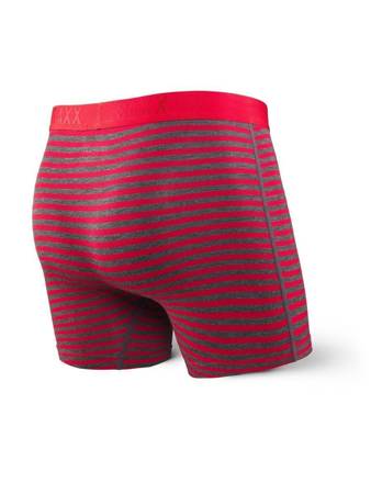 Herren-Schnelltrocknungsboxershorts SAXX VIBE Boxer Brief Modern Fit in grau-rot.