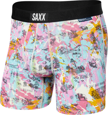 Herren-Schnelltrocknungsboxershorts SAXX VIBE Boxer Brief - Nationalparks - Rosa