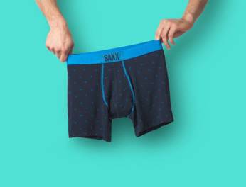 Herren-Schnelltrocknungsboxershorts SAXX VIBE Boxer Brief Pfeile - marineblau