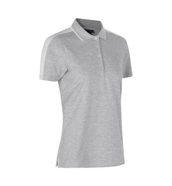 Polo-Shirt, kontrastreich, Damen, Marke ID - Grau Melange