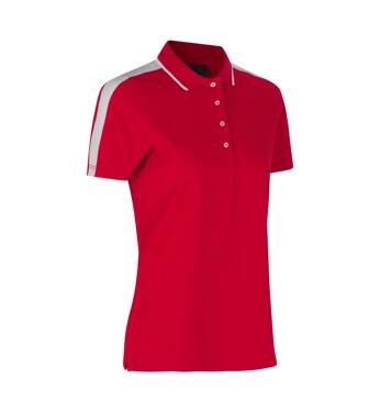 Polo-Shirt, kontrastreich, Damen, Marke ID - Rot