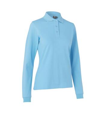 Polo-Shirt mit langen Ärmeln, Stretch, Damen, Marke ID - Hellblau