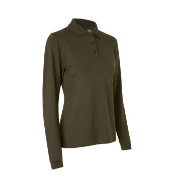 Polo-Shirt mit langen Ärmeln, Stretch, Damen, Marke ID - Olivgrün