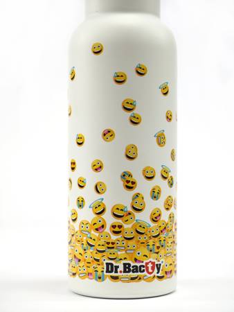 Stahlthermalflasche Dr. Bacty Emoticons - weiß