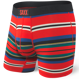 Herren-Schnelltrocknungsboxershorts SAXX VIBE Boxer Brief mit ungleichen Streifen - rot