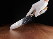 Ekskluzywny Nóż Santoku Aka Tori Kyoto Olive 7" ze Stali Damasceńskiej – Prezent Biznesowy z Opcją Graweru