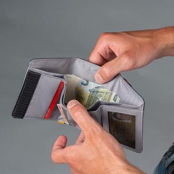 Portfel antykradzieżowy składany RFID Pacsafe  - granatowy