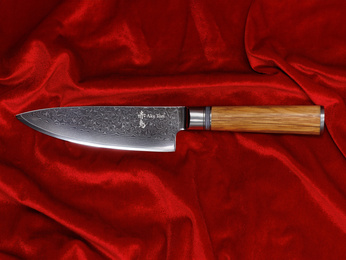Ekskluzywny Nóż Szefa Kuchni Aka Tori Kyoto Olive 6" ze Stali Damasceńskiej – Prezent Biznesowy z Opcją Graweru