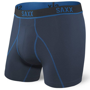 Laufshorts für Herren SAXX KINETIC HD Boxer Brief - marineblau mit blauen Nähten