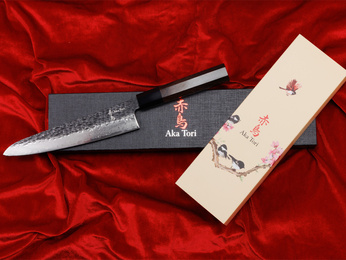 Exclusive Aka Tori Tokyo Black 8" Chef's Knife – Damascus Steel Business Gift with Custom Engraving Option