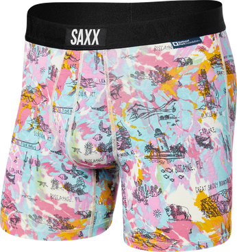 Bokserki męskie szybkoschnące SAXX VIBE Boxer Brief - Parki Narodowe - różowy