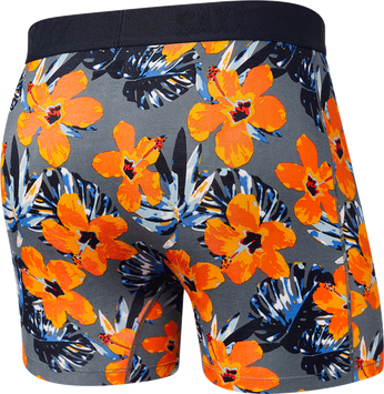 Herren-Schnelltrocknungs-Boxershorts SAXX VIBE Boxer Brief - Hibiskus - Grau