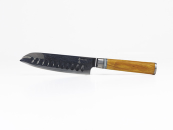 Nóż Santoku Aka Tori ze stali damasceńskiej 5" - Kyoto Olive