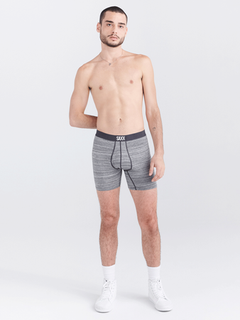 Herren-Boxershorts SAXX ULTRA Boxer Brief mit Streifen - grau