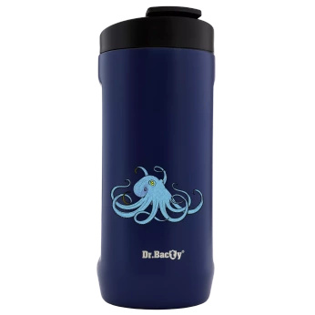 Thermal mug of Dr. Bacty Notus with octopus - navy blue