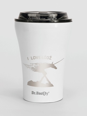 Eine Multiplayer -Kaffeetasse mit wiederverwendbarem Dr. Bacty Apollo Lodz - weiß