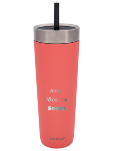 Thermal mug with straw Luxe Tumbler 720 ml with engraving - Coral