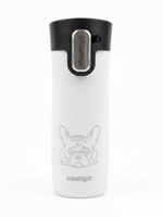 Contigo West Loop 3.0 Thermobecher 470ml - Französische Bulldogge - Weiß matt