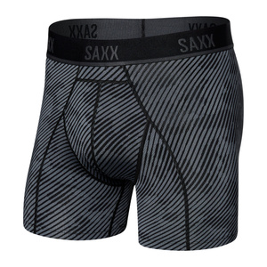 Laufboxershorts / Herren-Sportboxershorts SAXX KINETIC Light Boxer Brief mit gebogenen Streifen - schwarz