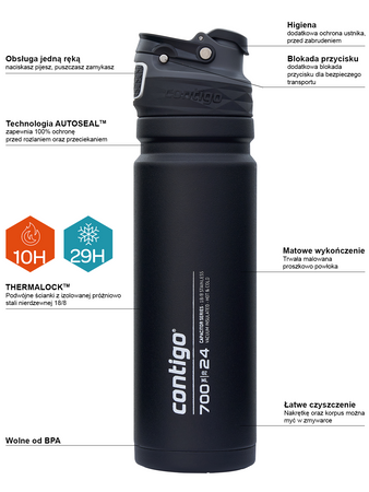 Termos z ustnikiem Free Flow Contigo 700ml Czarny