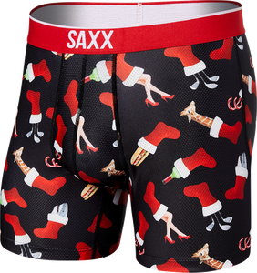 Herren-Sportboxershorts SAXX VOLT Boxer Brief Weihnachtssocke - schwarz