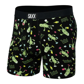 Herren-Boxershorts SAXX ULTRA Boxer Brief mit Streifen - grau