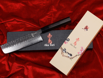 Exclusive Aka Tori Tokyo Black 7" Nakiri Knife – Damascus Steel Business Gift with Custom Engraving Option
