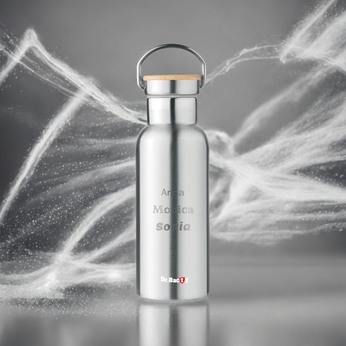 Dr.Bacty Iris 500 ml Thermoflasche - silber - personalisiert mit Gravur