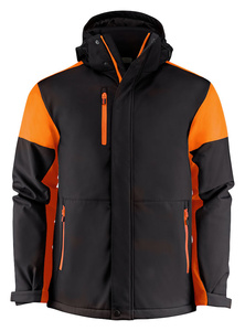 Zweifarbige gefütterte Softshell-Jacke Prime Padded Softshell von Printer - Schwarz - Orange.