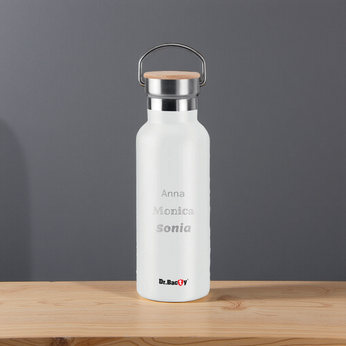Dr.Bacty Iris 500 ml Thermoflasche - weiß - personalisiert mit Gravur