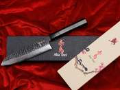 Ekskluzywny Nóż Santoku Aka Tori Tokyo Black 7" ze Stali Damasceńskiej – Prezent Biznesowy z Opcją Graweru