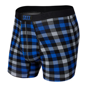 Men's quick-drying SAXX VIBE Boxer Briefs - blue plaid.