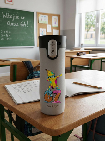 Kubek termiczny Contigo West Loop 3.0 470ml - Buldog Francuski - Biały Mat